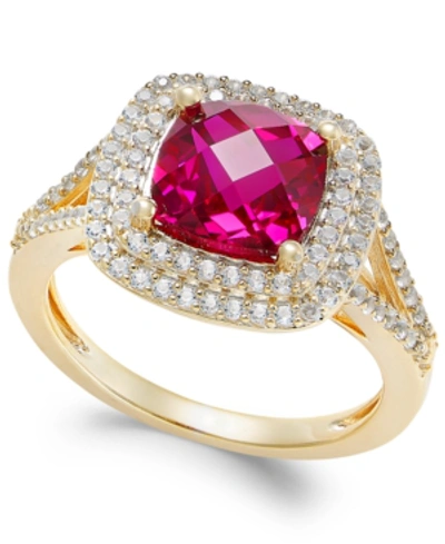 Macy's Lab-created Ruby (2-1/2 Ct. T.w.) And White Sapphire (1/2 Ct. T.w.) Ring In 14k Gold-plated Sterling