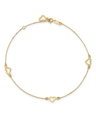 Macy's Adjustable Heart Anklet In 14k Yellow Gold