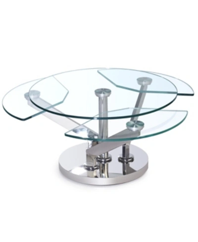 Chintaly Contemporary Cocktail Table With Motion Shelves In Clear