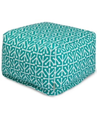 Majestic Home Goods Aruba Ottoman Square Pouf 27" X 17" In Teal