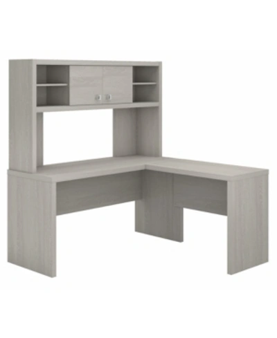 Kathy Ireland Office By Bush Furniture Echo L Shaped Desk With Hutch In Gray Sand