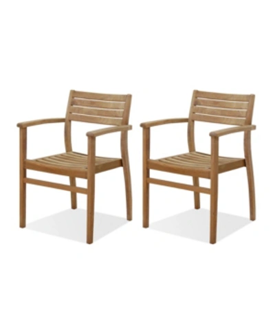 Amazonia 2 Piece Patio Dining Chair Set Stackable In Copper