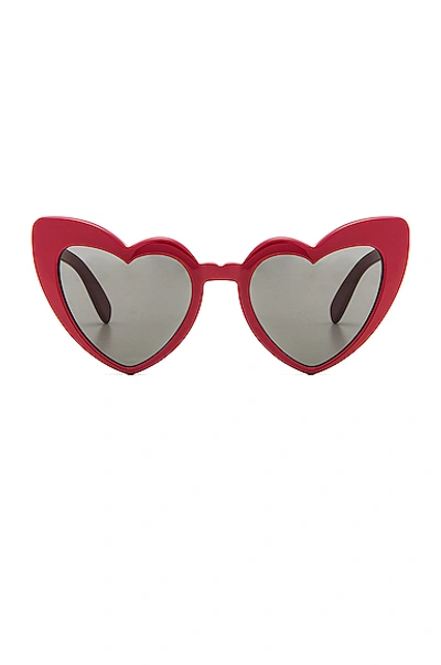 Saint Laurent Lou Lou Heart Sunglasses In Red