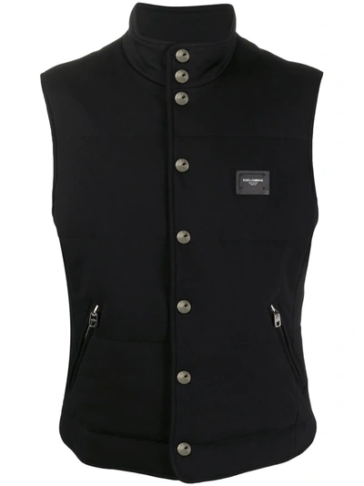 Dolce & Gabbana High-neck Logo Gilet In Black