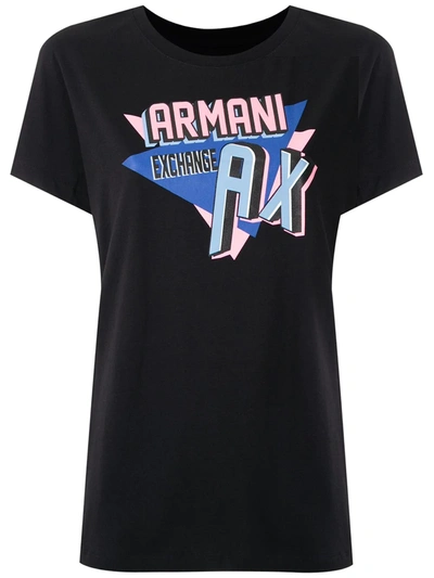 Armani Exchange Slogan Print T-shirt In Black