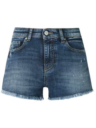 Armani Exchange Fringe Detail Denim Shorts In Blue
