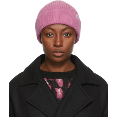 A.p.c. Logo-patch Ribbed Beanie In Pink