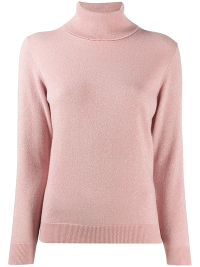 N•peal Sparkle Fine Knit Jumper With Roll Neck In Pink