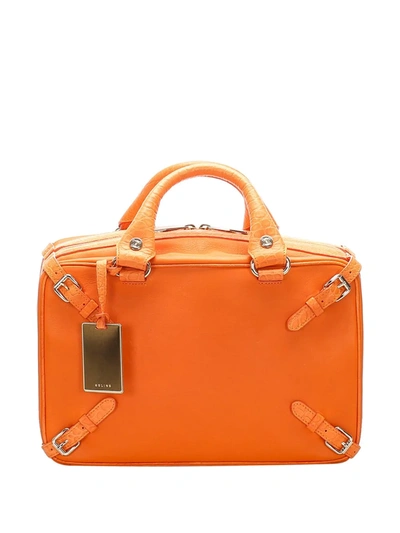 Pre-owned Celine  Logo Charm Tote Bag In Orange