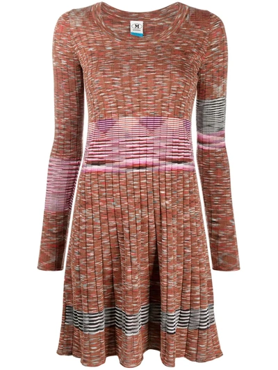 M Missoni Ribbed Knit Dress In Brown