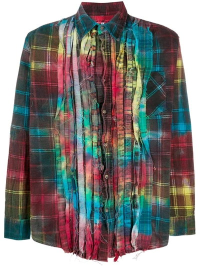 Needles Tie-dye Plaid Shirt In Blue