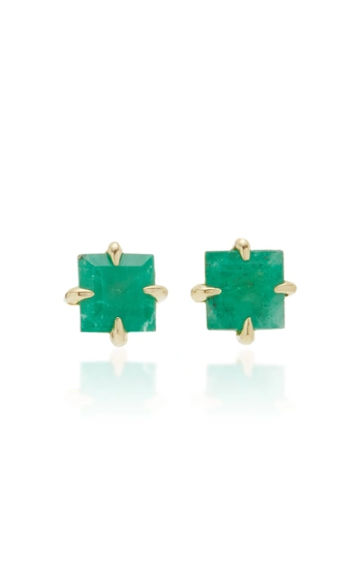 Ila Primary Princess 14k Gold Emerald Stud Earrings In Green