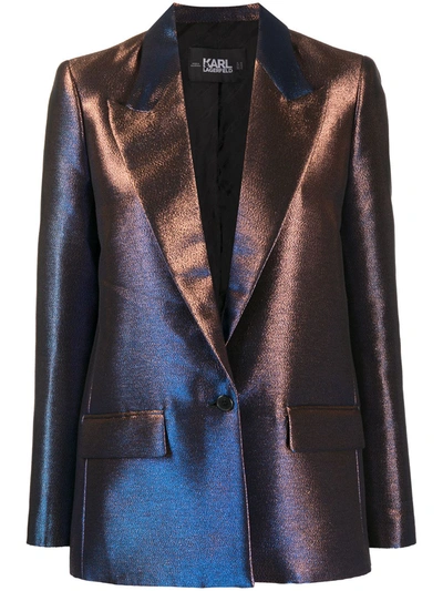 Karl Lagerfeld Iridescent Blazer In Blue