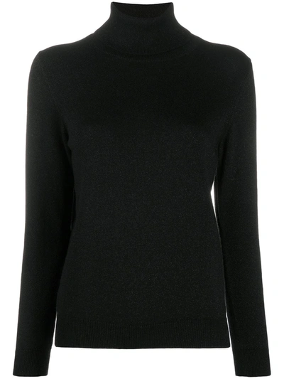 N•peal Cashmere Fine Knit Jumper With Roll Neck In Black