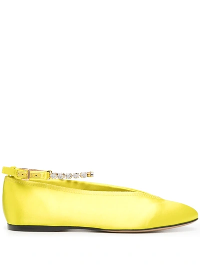 Jw Anderson Ankle Bracelet Satin Ballerina Shoes In Yellow