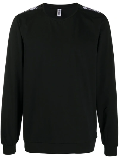 Moschino Logo-tape Shoulders Lounge Sweatshirt In Black