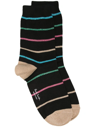 Paul Smith Stripe-jacquard Socks In Black