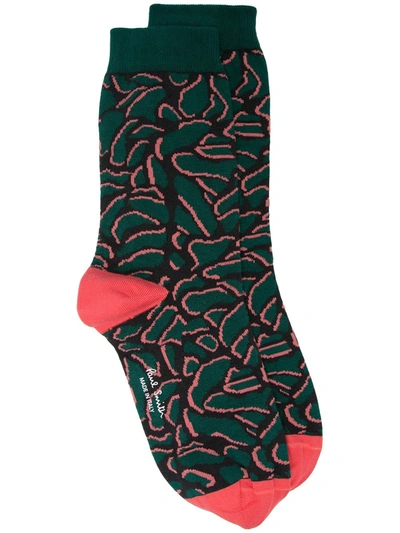 Paul Smith Abstract Pattern Print Socks In Green