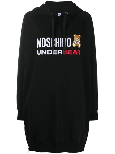 Moschino Underbear Lounge Hoodie Dress In Black