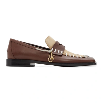 Jw Anderson Brown & Beige Antick Stitch Loafers In 567 Marr