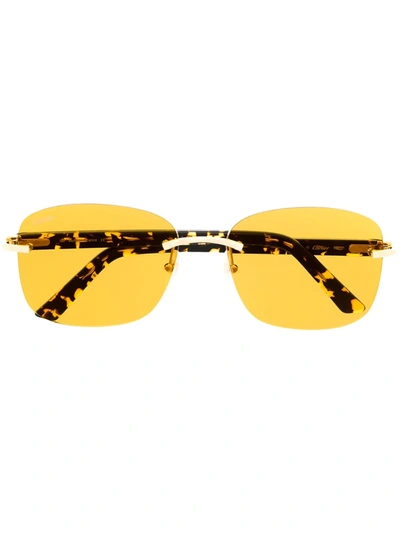 Cartier C Décor Rimless Rectangular-frame Sunglasses In Yellow