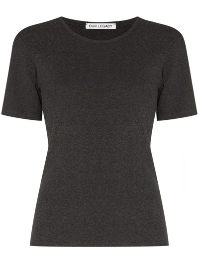 Our Legacy Ribbed Melange Cotton T-shirt In Grey