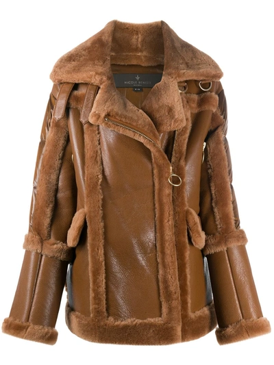 Nicole Benisti Shearling Zipped Coat In Brown