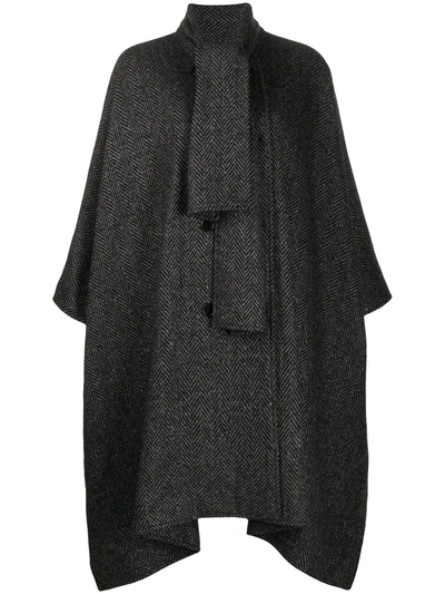 Msgm Patterned Shawl Collar Oversized Coat In Grey