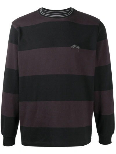 Stussy Moore Stripe Sweatshirt In Purple
