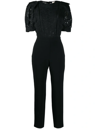 Michael Kors Lace Embroidered Jumpsuit In Black