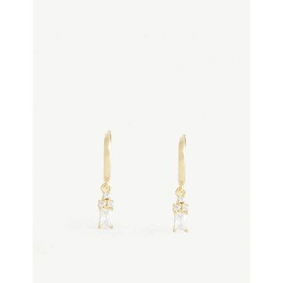 Astrid & Miyu Baguette Drop 18ct Gold-plated Sterling Silver Huggie Earrings