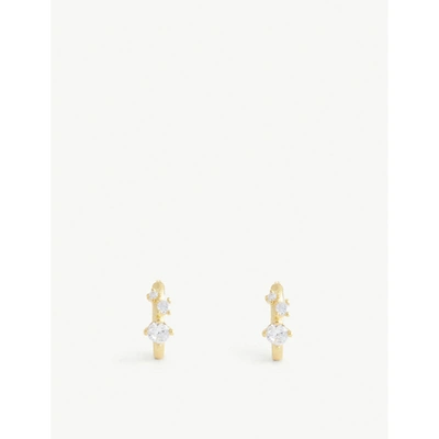 Astrid & Miyu Triple Stone 18ct Gold-plated Sterling Silver Huggie Earrings