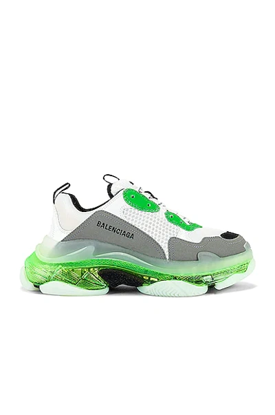 Balenciaga White And Green Triple S Sneakers | ModeSens