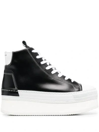 Cinzia Araia Platform Sneakers In Black Leather