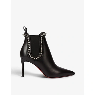 Christian Louboutin Capaboot 85 High Heels Ankle Boots In Black Leather In Black Silver