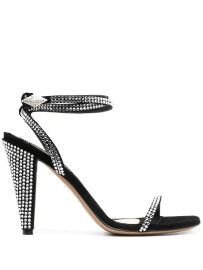 Alexandre Vauthier Aoki 100mm Rhinestone-embellished Sandals In Black