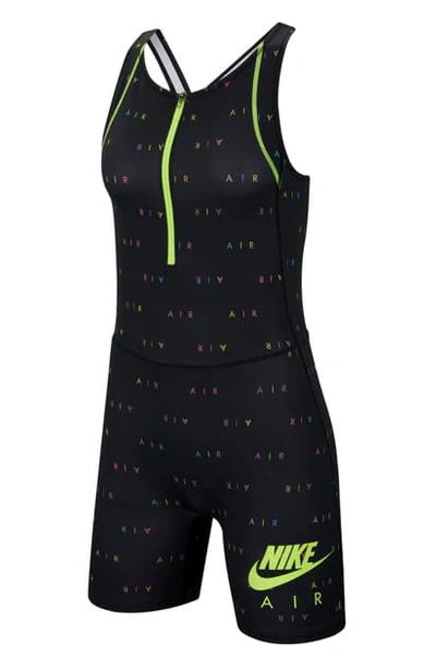 Nike Air Print Running Bodysuit In Black/ Volt | ModeSens