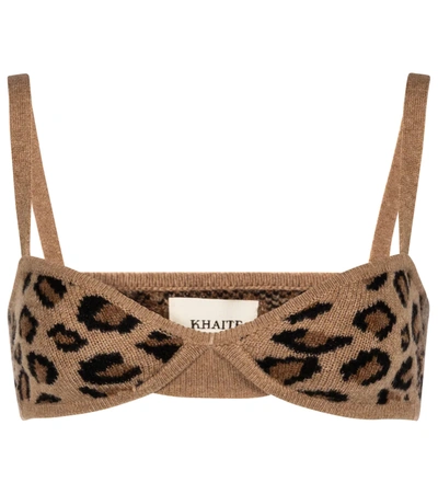 Khaite Eda Cheetah-print Cashmere Bralette In Black/tan