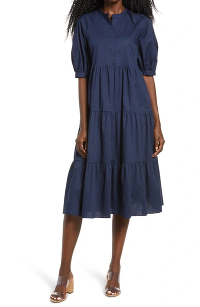 English Factory Puff Sleeve Dress In Navy