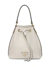 Prada Drawstring Pull Bucket Bag In White