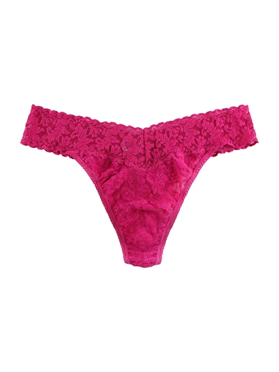 Hanky Panky Signature Lace Low-rise Lace Thong In Pink Ruby
