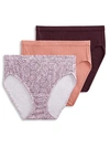 Jockey Elance Breathe French Cut Brief 3-pack In Wine,mauve,pinot