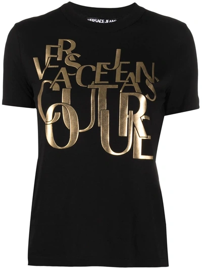 Versace Jeans Couture Logo Print T-shirt In Black