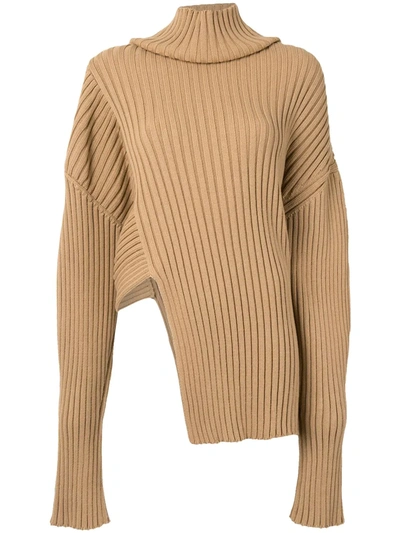 Proenza Schouler Midweight Ribbed Asymmetric Knit Sweater In Brown |  ModeSens