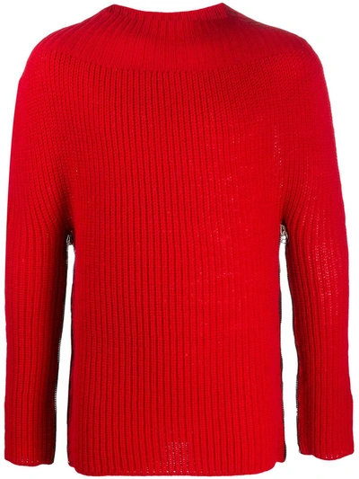 Raf Simons Ribbed-knit Jumper In Red