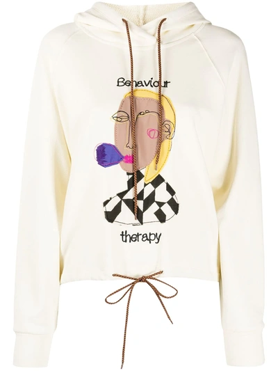 Alysi Abstract Print Hoodie In Neutrals
