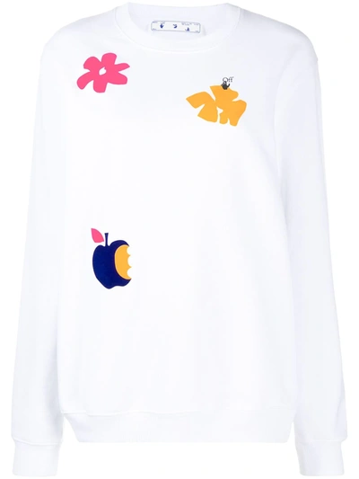 Off-white Flowers Crew-neck Sweatshirt In White