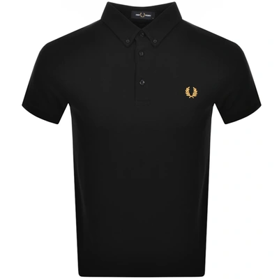 Fred Perry Button Down Polo T Shirt Black