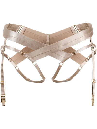 Bordelle Bondage Harness Open Brief In Beige