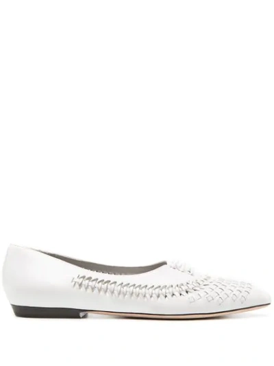 Saint Laurent Nina Pointed-toe Ballerina Shoes In White